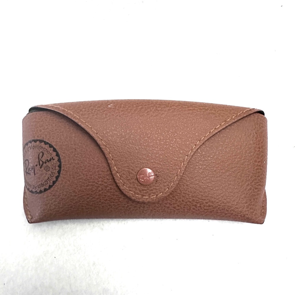 Ray-Ban Brown Textured Faux Leather Sunglasses Case Snap Closure
